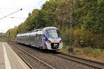 SNCF 85501M (Alstom Regiolis /  Ein Zug verbindet Frankreich und Deutschland ) machte am 07.11.2022 Testfahrten zwischen Rotenburg (Wümme) und oder Tostedt / Buchholz (Nordheide). Gesehen in Lauenbrück bei nicht so schönen Licht.