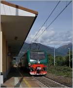 Die Trenord E 464.293 schiebt bei Vogogny ihren Regionalzug Richtung Domodossola.