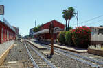 Der Bahnhof Catania Borgo End-/Ausgansstation der 950 mm-Schmalspurbahn Ferrovia Circumetnea (FCE) hier am Sonntag des 17.07.2022, leider ruht sonntags der ganze Bahnbetrieb.