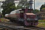 Das Ziehen der Kesselwagen klappte im Bahnhof von Ferreara, aber das zurckschieben ist zu schwer fr Diesellok D 255 2001, Hilfe naht.
