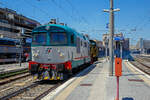 Die Trenitalia (100-prozentige Tochtergesellschaft der FS) Diesellos D.345 1010 (92 83 2345 010-8 I-TI) und die D.245 6112 (98 83 2245 712-4 I-TI) rangieren am 14.07.2022 im Bahnhof Roma Termini.

Die D.345 ist eine Baureihe von Diesellokomotiven der italienischen Staatseisenbahn Ferrovie dello Stato, sie wurde fr alle Dienste auf nicht elektrifizierten Strecken konzipiert. Die insgesamt 145 gebauten Exemplare wurden in verschiedenen Baulosen beschafft, die sich aber nicht wesentlich unterscheiden. Dank einer Hchstgeschwindigkeit von 130 km/h kann die Baureihe D.345 auf Haupt- und Nebenbahnstrecken eingesetzt werden. Die Loks besitzen aber keine Zugheizanlage und werden deshalb heute nur noch vor Gterzgen eingesetzt, frher wurden mit den Personenzgen auch Heizwaggons mit Dieselaggregat zur Zugheizung mitgefhrt. 

Der verbaute Dieselmotor ist der Fiat Typ 218SSF mit Direkteinspritzung, mit 8 V-frmig angeordneten Zylindern, mit einer Leistung von 1.350 PS bei 1500 U/min, dieser treibt einen von TIBB gebauten Gleichstromgenerator mit einer Leistung von 960 kW an.

TECHNISCHE DATEN:
Gebaute Anzahl: 145
Baujahre: 1974–1979
Hersteller: Konsortium aus Breda, Fiat, Marelli, Italiano Bronwn Boveri, italtrafo und Sofer
Spurweite: 1.435 mm (Normalspur)
Achsformel: Bo'Bo'
Lnge ber Puffer: 13.240 mm
Drehzapfenabstand: 9.560 mm
Achsabstand im Drehgestell: 1.960 mm
Treibraddurchmesser:  1.040 mm
Dienstgewicht:  64 t
Hchstgeschwindigkeit: 130 km/h 
Dauerleistung:  960 kW
bersetzungsverhltnis: 1 / 2,56
Antriebart: Dieselelektrisch
