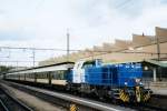 CFL 1105 rangiert Weggmann-Wagen in Luxembourg Gare Centrale am 20 Mai 2004.