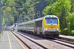 Etwas Abwechslung von unseren Bildern aus Italien, am 23.05.2019 fhrt CFL Lok 3003 mit ihrem Zug in den Bahnhof von Kautenbach ein, wenn der Gegenzug eingefahren ist kann er seine Fahrt ber die