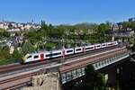 SNCB Desiro 08523 aus Richtung Lüttich kurz vor der Unterführung vor dem Bahnhof von Luxemburg.