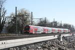 1116 273 von Lindau Insel (ehemals Lindau Hbf) kommend mit ziel Feldkirch bei der Durchfahrt am Bahnbergang Aeschacher Ufer am 24.3.21