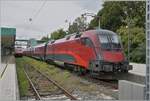 In Bregenz steht die �BB 1116 223-9  Spirit of Innsbruck  mit ihrem RailJet. 

14. Sept. 2024