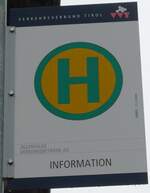 (175'968) - Zillertaler Verkehrsbetriebe-Haltestellenschild - Pertisau, Information - am 19.