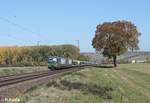 193 202-9 und 193 215-1 ziehen ein leeren Autotransportzug kurz vor Retzbach-Zellingen.