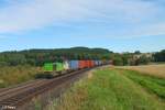 V1700.03 zieht den Wiesau Containerzug bei Lengenfeld.