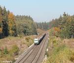 ER20 alias 223 101 zieht kurz vor Oberteich ein Holzzug von Cheb nach Wiesau.