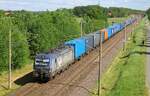 PKP Cargo EU 46 520 mit Containerzug Richtung Hamburg Reckenzin 22.05.2022