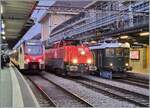 Der SBB RABe 523 110 nach Allaman, die SBB Aem 910 025 und die Re 4/4 I 10039 mit ihrem Extrazug 31131 nach Zürich Enge in Lausanne. 

11. Dez. 2024

