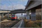 In Lonay-Preveranges schiebt eine SBB Re 460h ihren IR 90 auf dem Weg von Genève-Aéroport nach Brig in schneller Fahrt durch die Haltestelle in Richtung Lausanne. 

4. Feb. 2022
