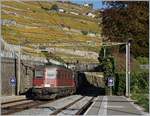 Die SBB Re 620 021-6 und eine weitere bei der Druchfahrt in Rivaz.