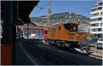 50 Jahre Blonay Chamby - MEGA BERNINA FESTIVAL: das RhB Bernina Bahn Krokodil als Gastlok bei der BC und der Bernina Bahn ABe 4/4 35 rangieren in Vevey.