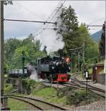 Die Blonay-Chamby G 2x 2/2 105 macht sich in Chaulin für die nachmittäglichen Dampfzüge bereit.