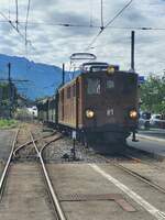 Blonay Chamby Dampf Festival 2024  Die Ge 4/4 81 ist mit dem ersten Zug nach Blonay am Ziel angekommen.