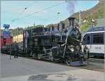 Die BFD HG 3/4 N° 3 der Blonay-Chamby Bahn wartet mit dem letzten Dampfzug des Tages in Blonay auf die Abfahrt nach Chaulin.