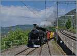 Die BFD HG 3/4 N° 3 ist mit ihrem DAmpfzug bei Chamby auf dem Weg nach Chaulin.

20. Mai 2024 