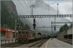 BLS Re 4/4 165 erreicht mit eine Autotunnelzug Goppenstein.