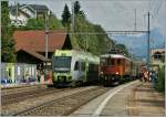 100 Jahre BLS: Fr mich ganz klar die schnte Lok des Festes war die Ae 6/8 205, die hier in Ausserberg einem  Ltschberger  begegnet.