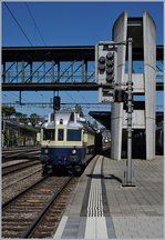 Während der historische BCFe 4/6 auf der Strecke Spiez Interlaken planmässige Reglezüge fuhr, befuhr er die Lötschberg Berg-Strecke via Kandersteg nach Brig als Zustzt RE.