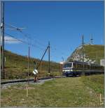 Ein Rochers de Naye Triebwagen auf der Gipfelstation.