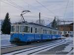 Der MOB ABDe 8/8 4002 VAUD verlässt Schönried Richtung Gstaad.