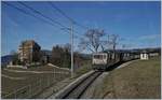 MOB GDe 4/4 mit einem IR Zweisimmen - Montreux bei Chatelard VD.