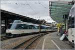 Der MOB Panoramic Express wartet in Montreux auf die Abfahrt.