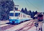 Ein MOB Be 4/4 Serie 5000 Pendelzug im Lokalverkehr in Fontanivent.