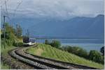 Der MVR ABeh 2/6 7504  VEVEY  auf der Fahrt als Regionalzug nach Montreux zwischen Planchmp und Châtelard VD.