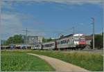 TPF Regionalzug auf dem Weg nach Fribourg kurz nach Ins.