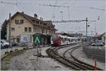 Einer der letzten Züge im Bahnhof von Châtel St-Denis, in der Folge wurde ab dem 8.11 der Betrieb Umbaubedingt eingestellt.