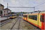 Zwei  Karlsruher Trams  der BR 450 haben bei der OC eine neuen Heimat gefunden im Bild der 94 80 450 003-9 in Orbe als Regionalzug nach Chavornay.