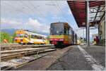 Zwei  Karlsruher Trams  der BR 450 haben bei der OC eine neuen Heimat gefunden im Bild der 94 80 450 003-9 in Orbe als Regionalzug nach Chavornay.