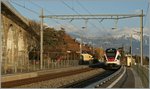 Abendstimmung im Haltepunkt St-Saphorin: Ein Flirt leg gerade einen kurzen Halt ein.