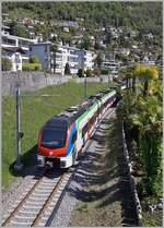 Der TILO RABe 524 303 ist zwischen Locarno und Tenero auf  dem Weg in Richtung Bellinzona. 

26. April 2023