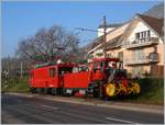 Die CEV MVR HGem 2/2 2501 mit einer neuen Schneefrse auf Testfahrt bei Blonay (auf der Strecke der Blonay-Chamby Bahn).