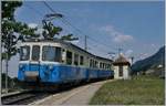 Noch sind die MOB ABDe 8/8 hin und wieder im Regionalzugverkehr Montreux-Chernex/Les Avants anzutreffen, wie hier der MOB ABDe 8/8 4004 Fribourg beim Halt in Châtelard.