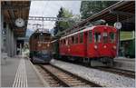 50 Jahre Blonay Chamby - Bündnertag im Saaneland:  Das RhB Bernina Krokodil Ge 4/4 182 und der Berninabahn ABe 4/4 I 35 in Gstaad.