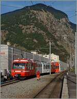 Der MC TMR BDeh 4/8 21 rangiert in Martigny.