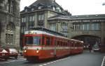 Im Frhjahr 1979 verlsst BDe 4/8 21 der Trogener Bahn den Bahnhof St.