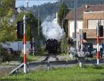 Huttwiler Dampftage. 

Ed 3/4 51 der Bern-Schwarzenburg-Bahn bei Einfahrt nach Huttwil.  Oktober 2023.