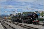 Dampftag Lyss 2018: Die mchtgie SNCF 141 R 1244 in Lyss auf der Fahrt in Dpt.