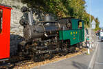 Die Kohle befeuerte BRB 6 steht am 30.09.2011 auf den letzten Metern Gleis am BRB Bahnhof Brienz.