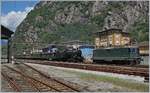 In Bodio erhlt der Dampfzug fr die Weiterfahrt nach Bellinzona ein ETCS- Packet  in Form der SBB RE 4/4 II 11161.