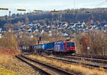 Die SBB Cargo Re 482 024-7 (91 85 4482 024-7 CH-SBBC) fhrt am 20.02.2021 mit einem KLV-Zug durch Siegen (Kaan-Marienborn) in Richtung Norden bzw.