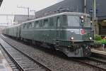 SBB Historic 11411 steht am verregneten 19 September 2021 in Erstfeld während das Bahnhofsfest der Gotthard Bahntage.