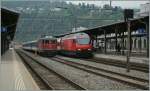 Rettungsbung LBT: Die SBB Re 460 030 wartet in Brig mit dem ersten ber den  Berg  umgeleiteten IC Richtung Bern auf die Abfahrt.